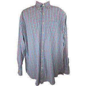 Peter Millar Mens Long Sleeve Button-Down Check Dress Shirt XL